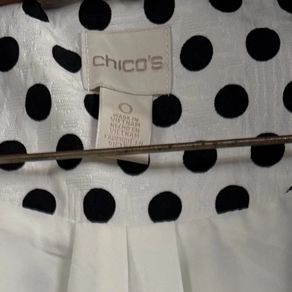 Chico's Black and White Polka Dot Button Down Shirt - Picture 5 of 7